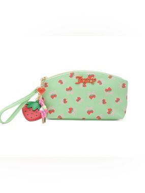 NWT Juicy Couture Sweet Strawberry Print Pouch in Retro Green